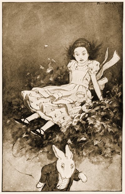 Down She Came Upon a Heap of Dry Leaves, Illustration for Lewis Carroll